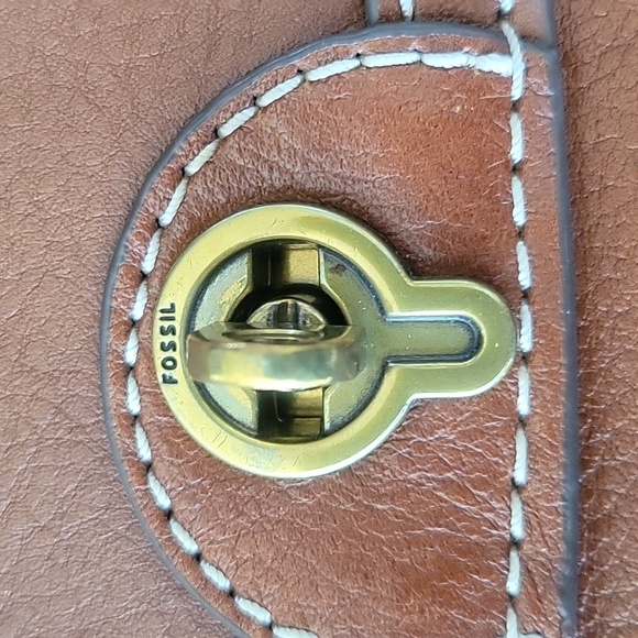 Fossil Ainsley Medium Brown Leather Crossbody Bag Shoulder Purse - Picture 6 of 14